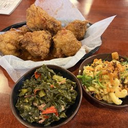 K Pop Chicken - Kpop fried chicken , kimchi collard greens, kimchi mac and cheese soo good