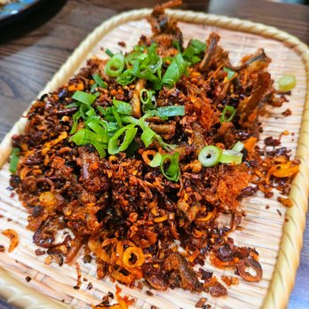 Burmese Bites - NgaShint Chaut Sat/Crispy Eel with Chili. $25. Excellent dish - Burmese Near Me - Astoria, New York