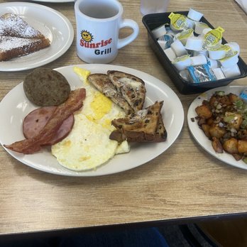 Sunrise Grill - Sunrise 3 meat platter French toast Country Potatoes Grits - Breakfast & Brunch Near Me - Martinez, Georgia Sunrise Grill - Sunrise 3 meat platter French toast Country Potatoes Grits - Breakfast & Brunch Near Me - Martinez, Georgia