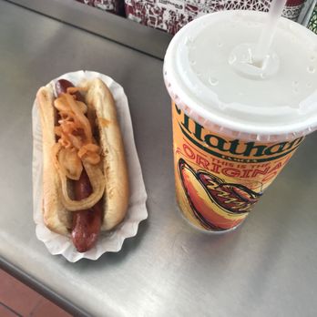Nathan's Famous - Hot dog with onions - Hot Dogs Near Me - Brooklyn, New York Nathan's Famous - Hot dog with onions - Hot Dogs Near Me - Brooklyn, New York