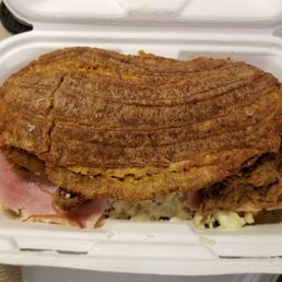 Shredded steak on plantain slices