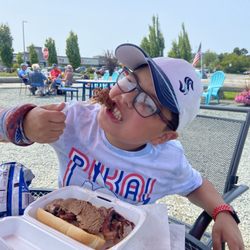 M&C BBQ - The boy enjoying his beef brisket sammy!