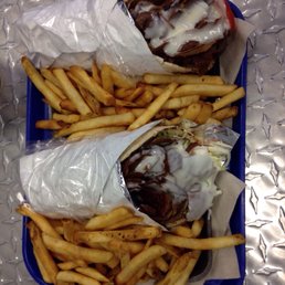 Cheese donair and fries