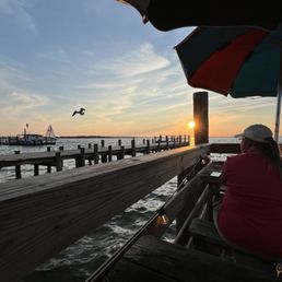 On the pier at sunset