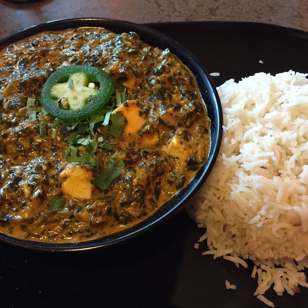 Tarka Indian Kitchen - Saag paneer with basmati rice - Indian Near Me - Austin, Texas
