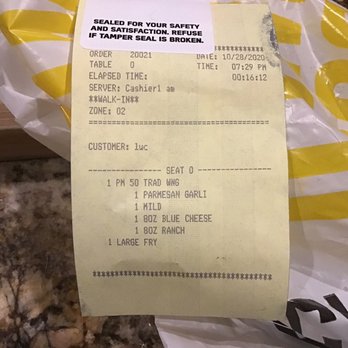 Buffalo Wild Wings - Receipt - Sports Bars Near Me - West Palm Beach, Florida