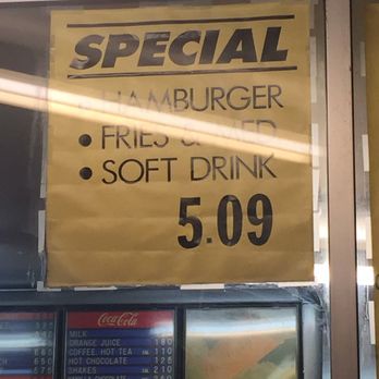 Brolly Hut - Sorry about the glare. Hamburger, fries and med soft drink = $5.09 - Burgers Near Me - Inglewood, California Brolly Hut - Sorry about the glare. Hamburger, fries and med soft drink = $5.09 - Burgers Near Me - Inglewood, California