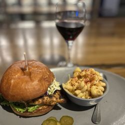 Barrel & Bushel - Chicken sandwich with a side of Mac and cheese