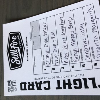 StillFire Brewing - Flight card - Breweries Near Me - Suwanee, Georgia