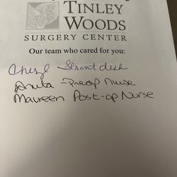 Tinley Woods Surgery Center - My Left eye cataract surgery 2/28/25. Thank you care team all excellent!