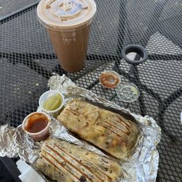 Mexican chocolate iced latte and breakfast burritos! Mexican chocolate iced latte and breakfast burritos!