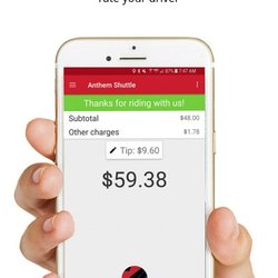 Anthem Shuttle North Valley - Once your ride is complete you can see the final charge, rate your driver or leave a gratuity.