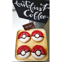 Donut Bar - Gotta eat 'em all!! Donut Bar features a special for this month: Pokéball donuts! Follow us on Instagram: donutbar_tx