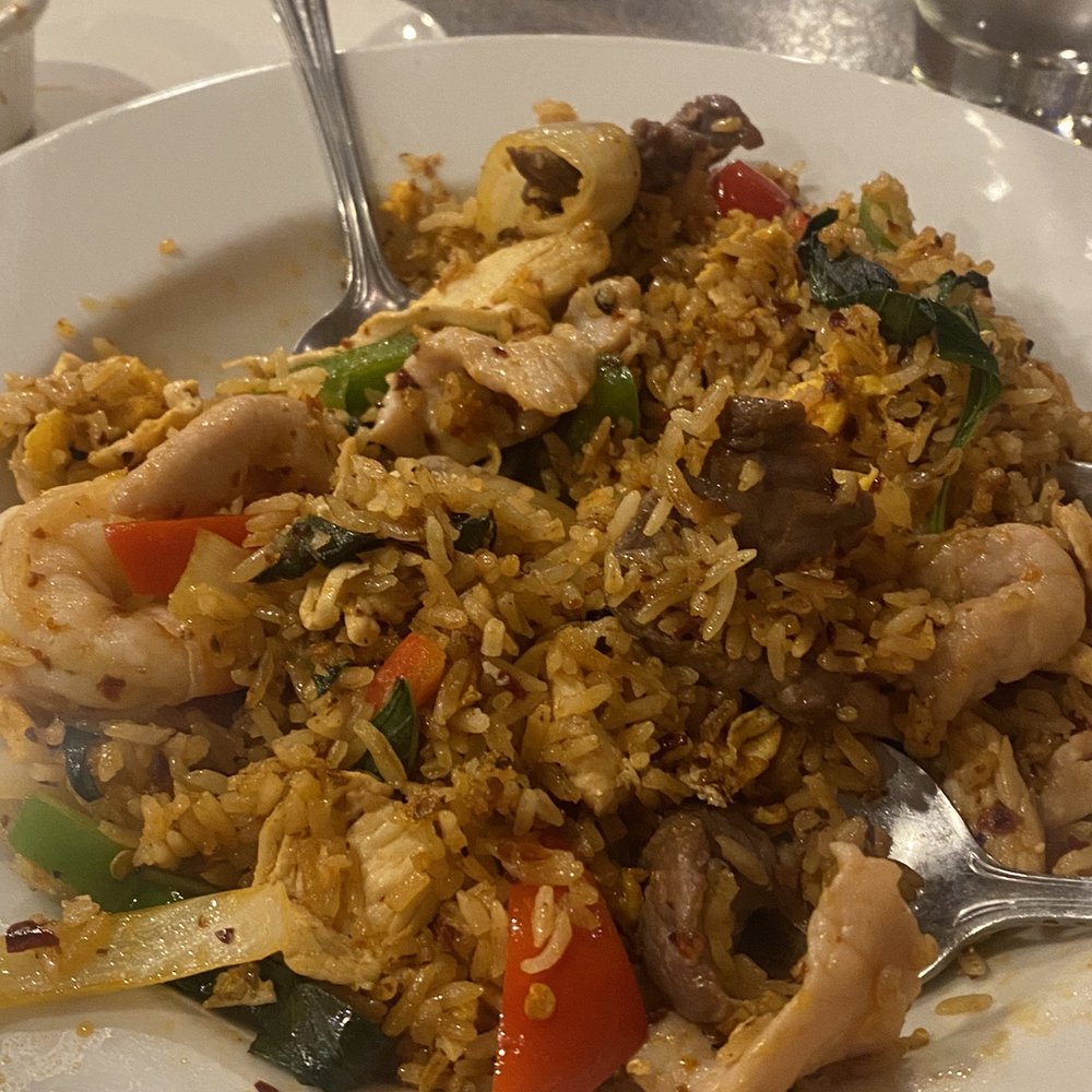 At Nine Thai - (Combination Meat) Spicy Basil Fried Rice - Thai Near Me - Centennial, Colorado At Nine Thai - (Combination Meat) Spicy Basil Fried Rice - Thai Near Me - Centennial, Colorado