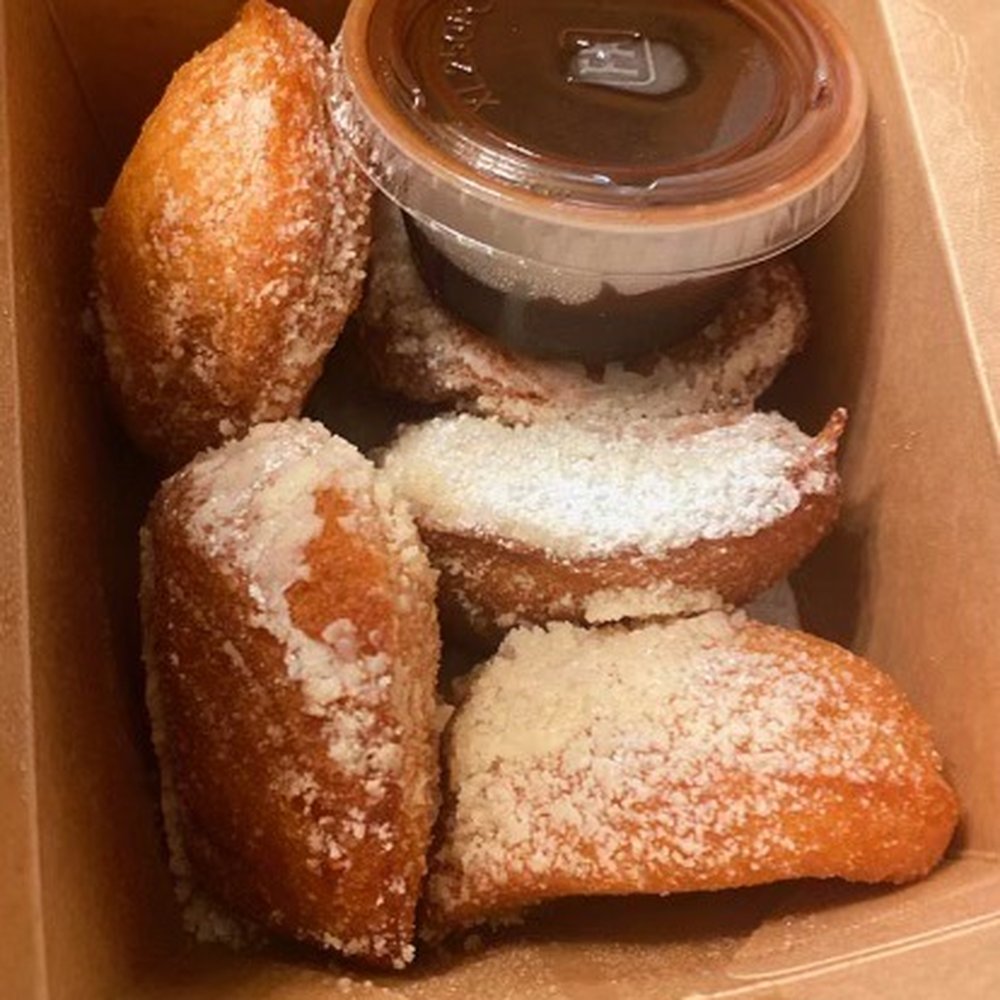 Break Your Fast - 5 Piece Beignets w/ Choc Sauce - American Near Me - Union City, California Break Your Fast - 5 Piece Beignets w/ Choc Sauce - American Near Me - Union City, California