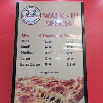 3 For 2 Pizza and Wings - a walk in special menu - Pizza Near Me - Mississauga, Ontario