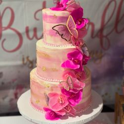 Cake Cuties Bakery - Pink Butterfly Baby Shower Cake