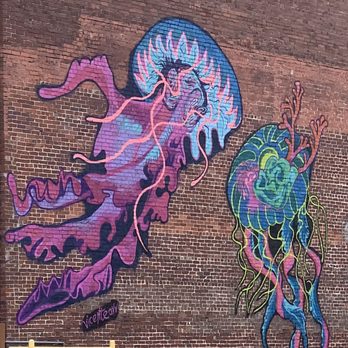 Piney Bay Coffee - a mural of a jellyfish and a jellyfish - Coffee & Tea Near Me - Clarksville, Arkansas Piney Bay Coffee - a mural of a jellyfish and a jellyfish - Coffee & Tea Near Me - Clarksville, Arkansas