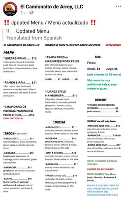 Menu photo 1 El Camioncito de Arrey Arrey, NM