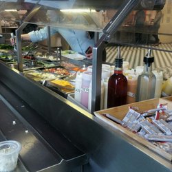 The Eurest Dining Cafeteria - Salad Bar- with my Chicken Salad cup bottom left!