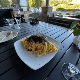 Truffle pasta made in parmesean wheel
