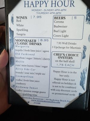 Menu photo 6 Moonraker Restaurant Pacifica, CA