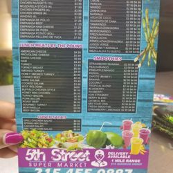 Juicing and Smoothie menu