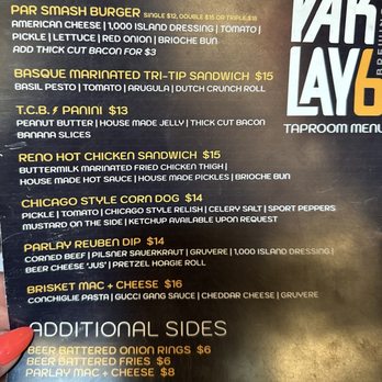 Parlay 6 Brewing - Menu - Brewpubs Near Me - Reno, Nevada