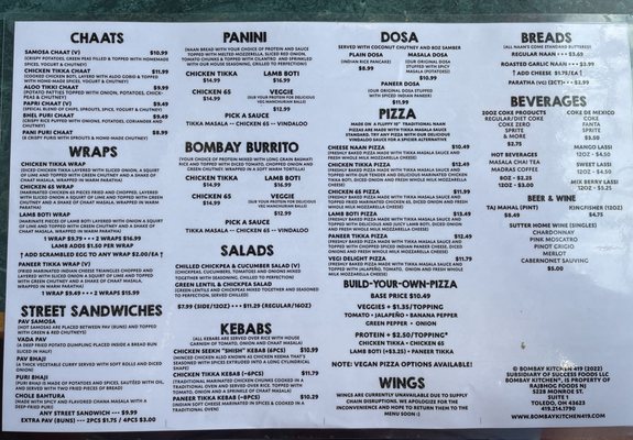 Menu photo 2 Bombay Kitchen 419 Toledo, OH