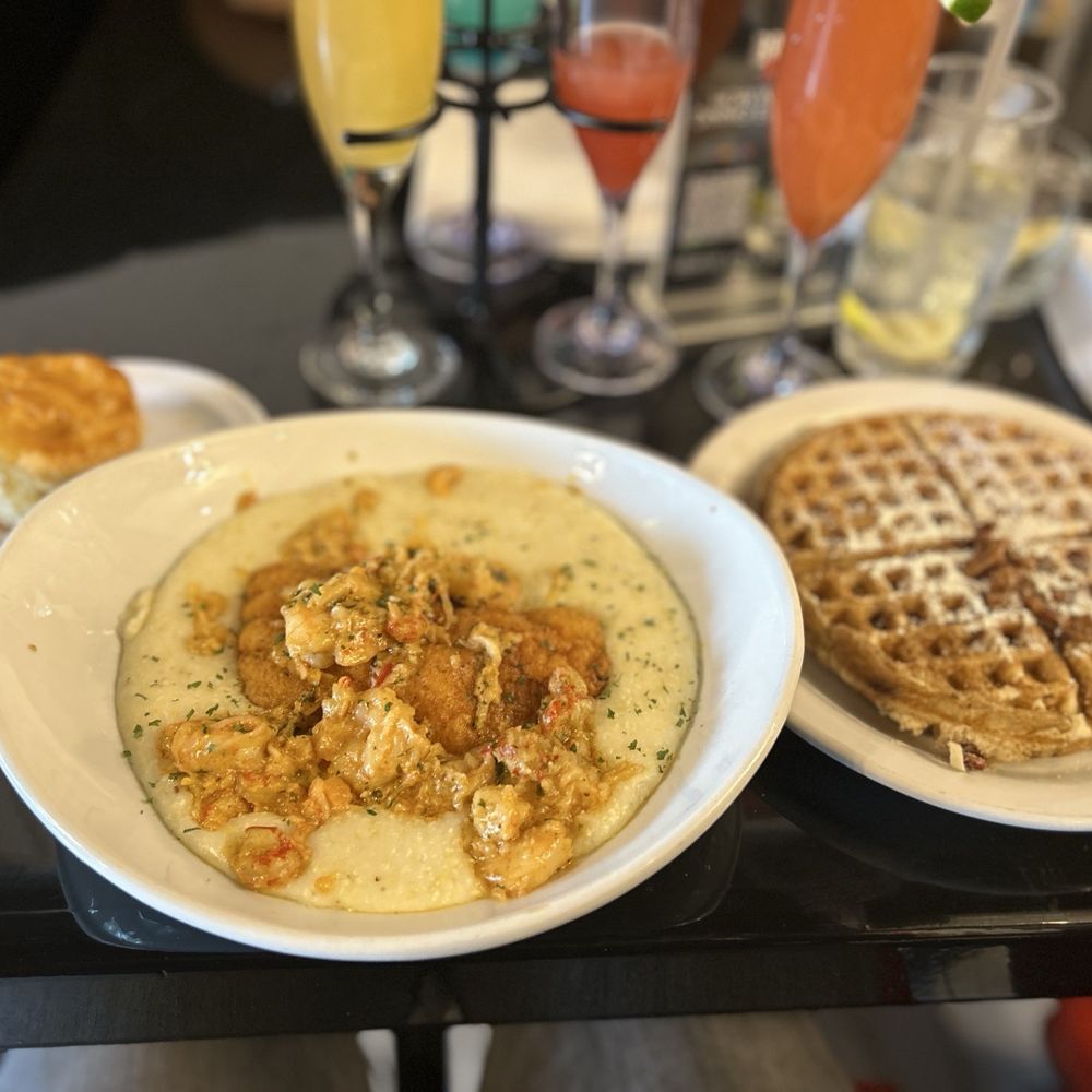 T's Brunch Bar - Mimosa flight, seafood&grits, pecan waffle - Seafood Near Me - Douglasville, Georgia T's Brunch Bar - Mimosa flight, seafood&grits, pecan waffle - Seafood Near Me - Douglasville, Georgia