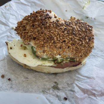 Cassidy's Corner Cafe - Desi on garlic bagel. YUM! - Cafes Near Me - Long Beach, California
