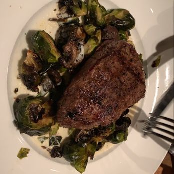 Seasons 52 - steak on top of brussels sprouts and mushrooms - New American Near Me - Columbia, Maryland Seasons 52 - steak on top of brussels sprouts and mushrooms - New American Near Me - Columbia, Maryland