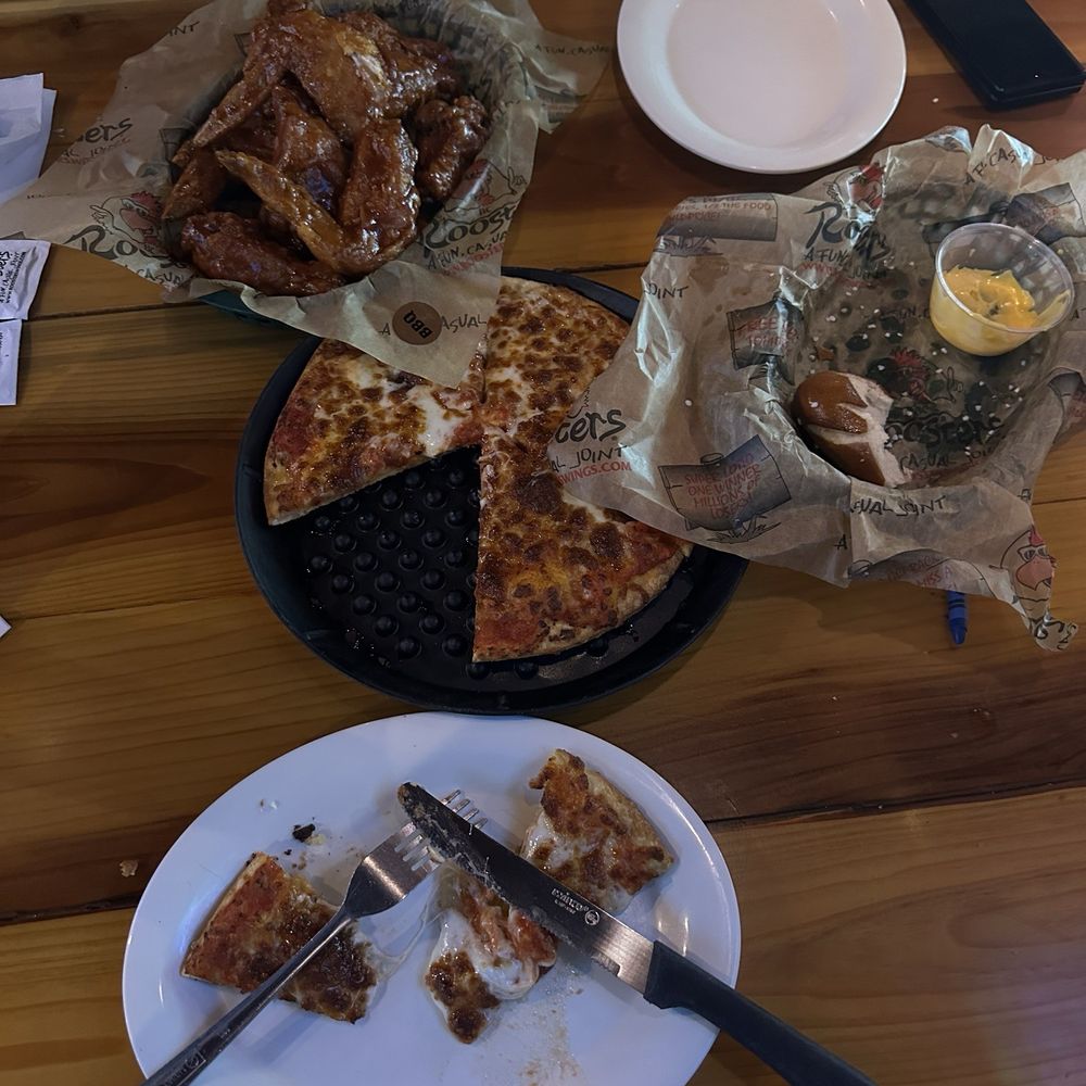 Roosters - Our big chicken wings and our 9" cheese pizza which was very good. - Chicken Wings Near Me - Louisville, Kentucky Roosters - Our big chicken wings and our 9" cheese pizza which was very good. - Chicken Wings Near Me - Louisville, Kentucky