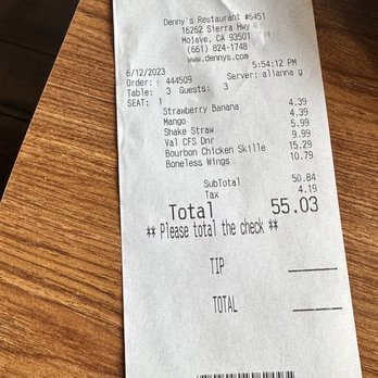 Denny's - Check out - Diners Near Me - Mojave, California