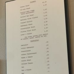 Livingston's Cafe - The original menu posted on the wall. So wild to see.
