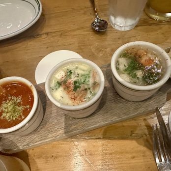Connie & Ted's - Clam chowder flight (L to R: manhattan, New England, Rhode Island) - Seafood Near Me - West Hollywood, California Connie & Ted's - Clam chowder flight (L to R: manhattan, New England, Rhode Island) - Seafood Near Me - West Hollywood, California