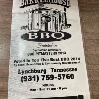 Barrel House BBQ - Menu - Barbeque Near Me - Lynchburg, Tennessee