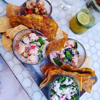 Ceviche's - Mixed ceviche sampler. Delicious! My fave was the lobster, then classic whitefish, then shrimp scallop in chili lime. - Seafood Near Me - Wilmington, North Carolina