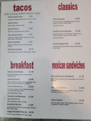 Menu photo 5 Cafeteria La Veracruzana Anderson, CA