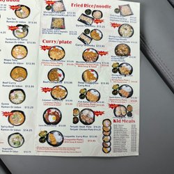 Daiichi Ramen - Fried Rice/Noodle Menu