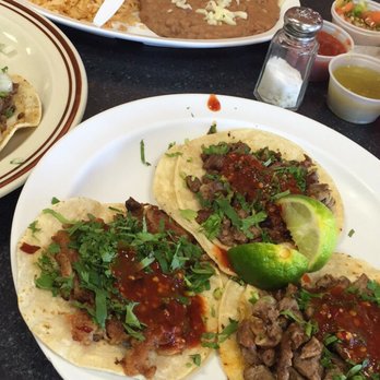 Taqueria Modesto - Carne Asada tacos with a side of rice and beans -Taqueria Modesto - Mexican Near Me - Modesto, California