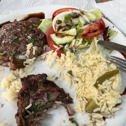 Cafe Arte - Flank Steak, rice and salad