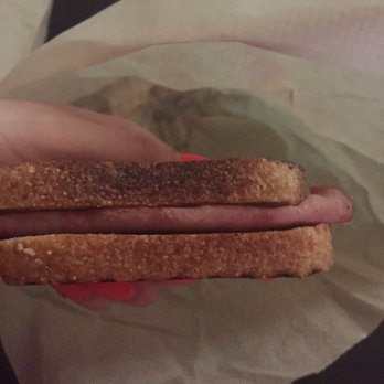 Panera Bread - So apparently this is what the ham, egg & cheese breakfast power sandwich looks like...missing the egg & cheese.. - Salad Near Me - Montgomery, Texas