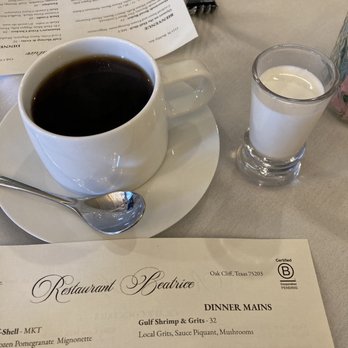 Restaurant Beatrice - They serve brewed coffee there with cream! - Cajun/Creole Near Me - Dallas, Texas Restaurant Beatrice - They serve brewed coffee there with cream! - Cajun/Creole Near Me - Dallas, Texas