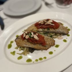La Ciccia - Seared Market Fish (Branzino) Tomato Olives Capers and Almonds