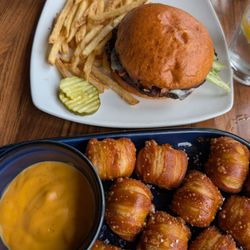 The Channelside - Black bean burger and pretzel nuggets