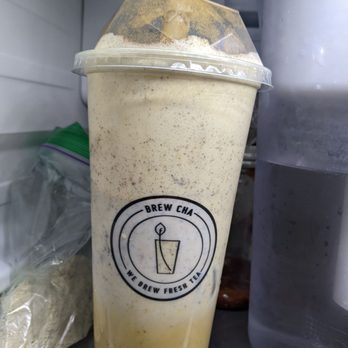 Brew Cha - Pumpkin spice latte, large, almond milk, 25% sweetness, cold. Couldn't finish. - Bubble Tea Near Me - San Francisco, California Brew Cha - Pumpkin spice latte, large, almond milk, 25% sweetness, cold. Couldn't finish. - Bubble Tea Near Me - San Francisco, California