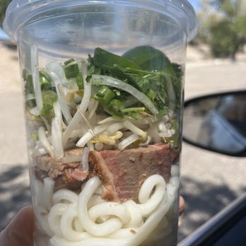 Spring Rollin’ Cottonwood - Spring Rollin'.  Ingredients for throwing in the Pho broth.  Smoked brisket, Udon noodles, jalapenos, basil, cilantro, bean sprouts, 2 limes - Vietnamese Near Me - Albuquerque, New Mexico