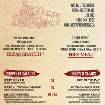 Witsend - Soups & Salads - Fish & Chips Near Me - Hemmingford, Quebec Witsend - Soups & Salads - Fish & Chips Near Me - Hemmingford, Quebec