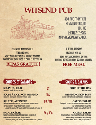 Menu photo 1 Witsend Hemmingford, QC Menu photo 1 Witsend Hemmingford, QC